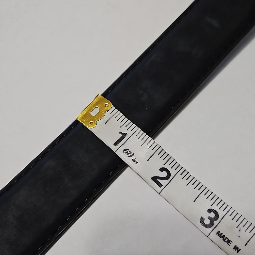 Men's Matte Black Wide Leather Belt Size M 36 - Picture 7 of 9